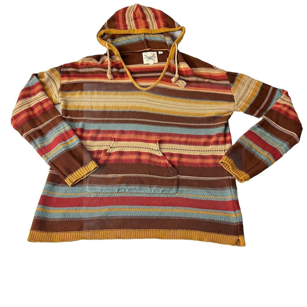 Cotton & Rye Outfitters Stripe Hooded Long Sleeve Sweater Womens M Multicolor